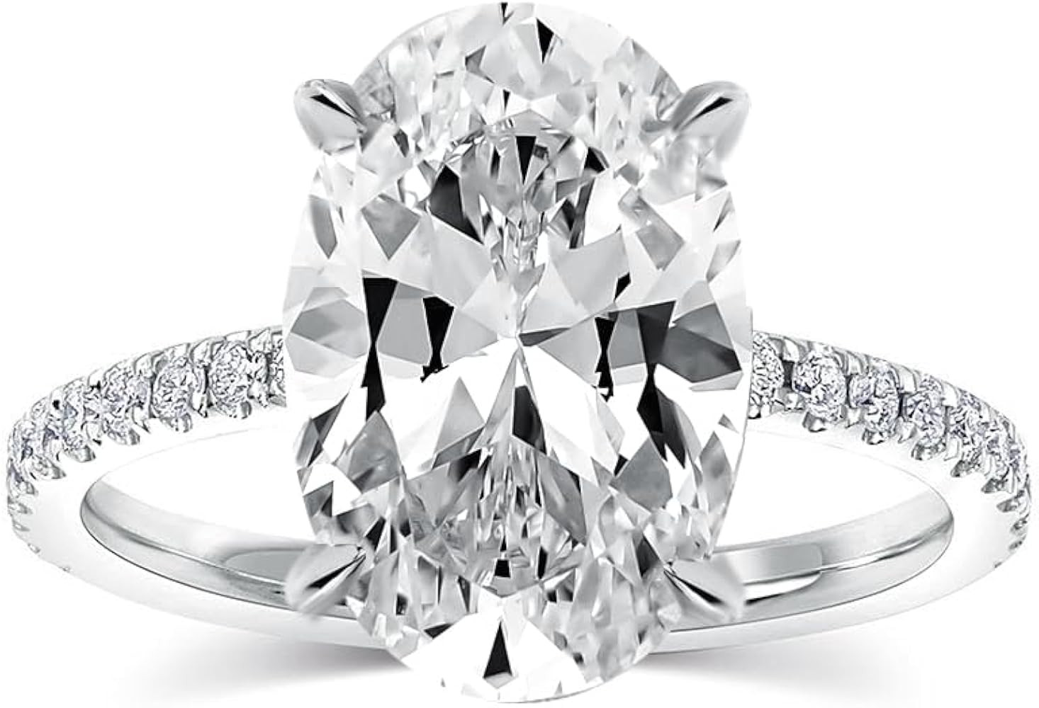 3.5ct Solitaire Oval Engagement Ring for Women,14K Gold Plated 925 Sterling Silver Cubic Zirconia Promise Wedding Ring | Amazon (US)