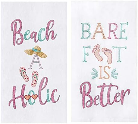C&F 2 Piece Embroidered Beach Flour Sack Kitchen Towel Set | Amazon (US)