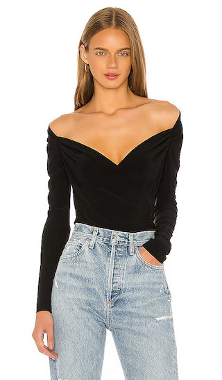 Long Sleeve Sweetheart Blouse in Black | Revolve Clothing (Global)
