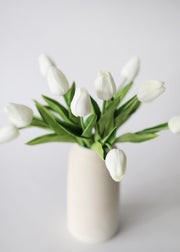 White Real Touch Tulip Flower Bundle of 12 - 14.5" | Afloral (US)