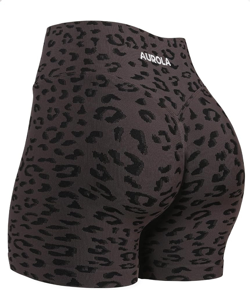 AUROLA Leopard Seamless Scrunch Booty Lifting Workout Shorts for Women | Amazon (US)