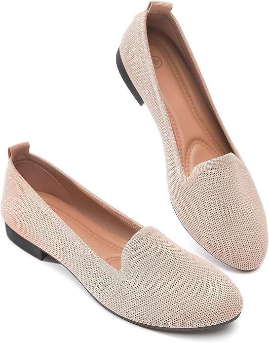 BABUDOG Women's Sparkly Flats Shoes Shiny Mesh Loafers Shoes Soft Memory Foam Flats | Amazon (US)