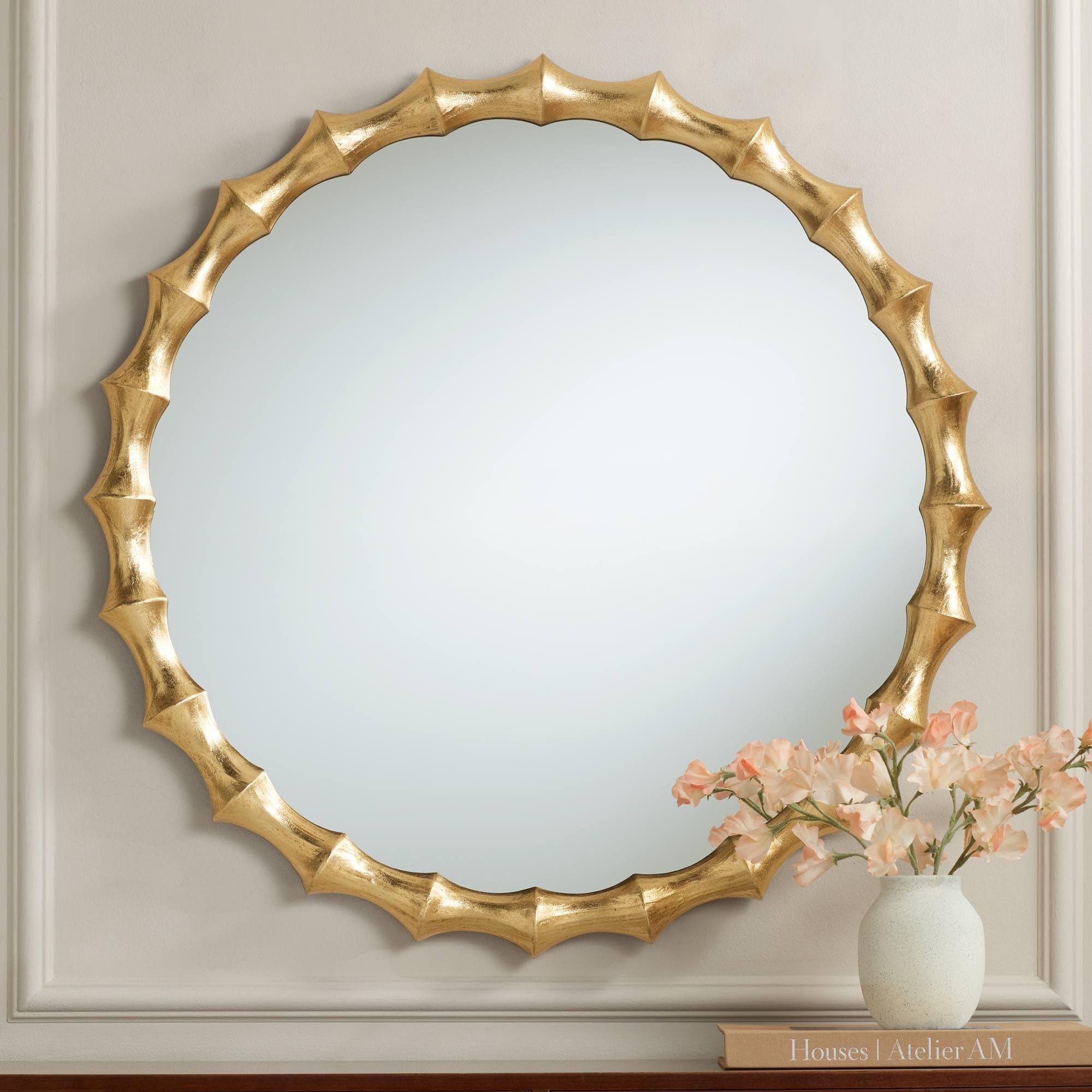 Uttermost Ilium 34" x 34" Gold Scalloped Bone Round Wall Mirror | Amazon (US)