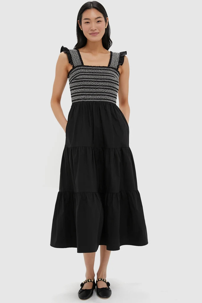 Black Felicia Multi Stitch Smocked Midi Dress | Tuckernuck (US)