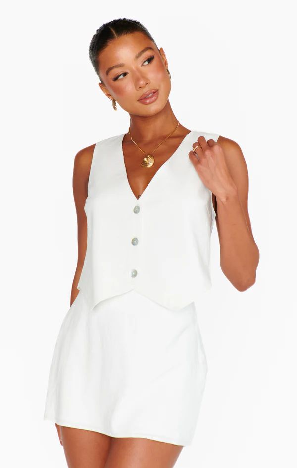 Vicky Vest Top ~ White Linen | Show Me Your Mumu