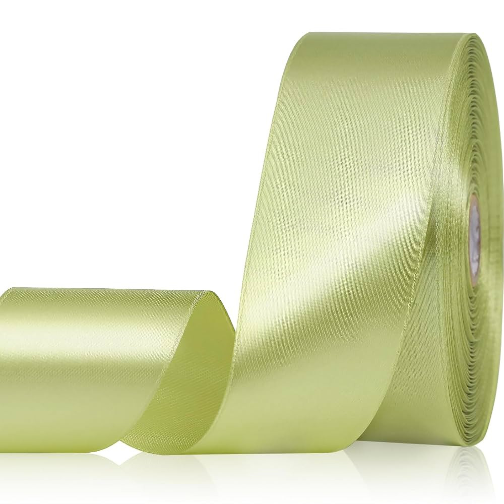 Light Green Ribbon 1-1/2 Inch 50 Yards, Solid Satin Ribbon for Flower Bouquet, Crafts, Gift Wrapp... | Amazon (US)