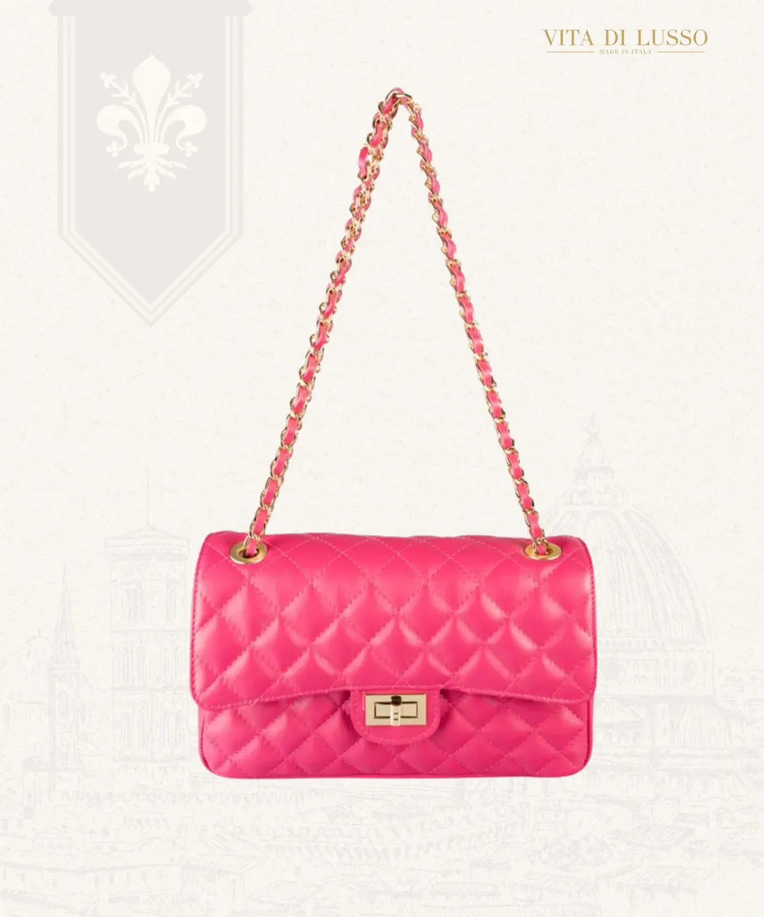 Pink Italian Quilted Leather Crossbody Bag Handmade in Florence for Women - Etsy | Etsy (US)