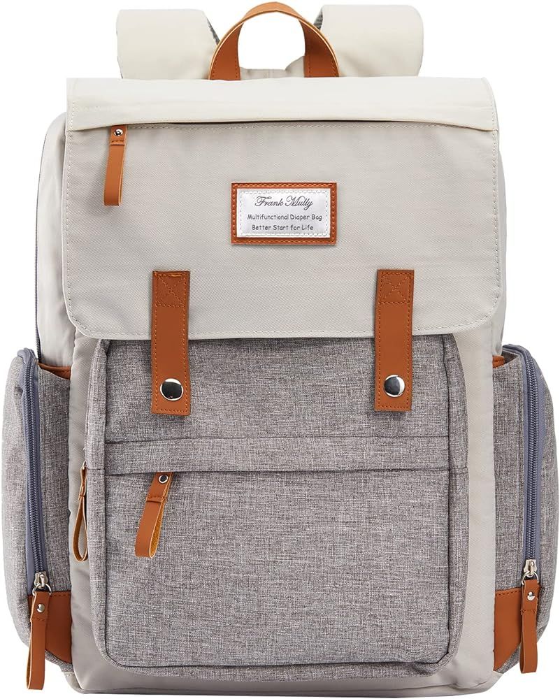 Diaper Bag Backpack Frank Mully Large Multifunction Travel Baby Bag for Mom Dad Cream White | Amazon (US)