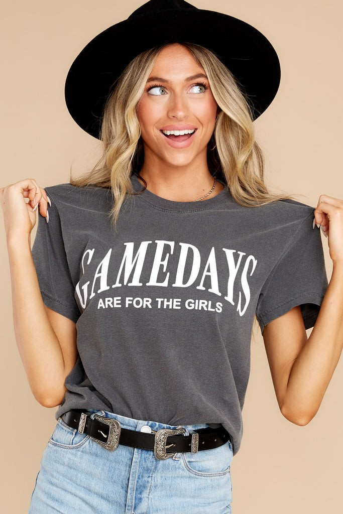 Gamedays Are For The Girls Grey T-Shirt | Red Dress 