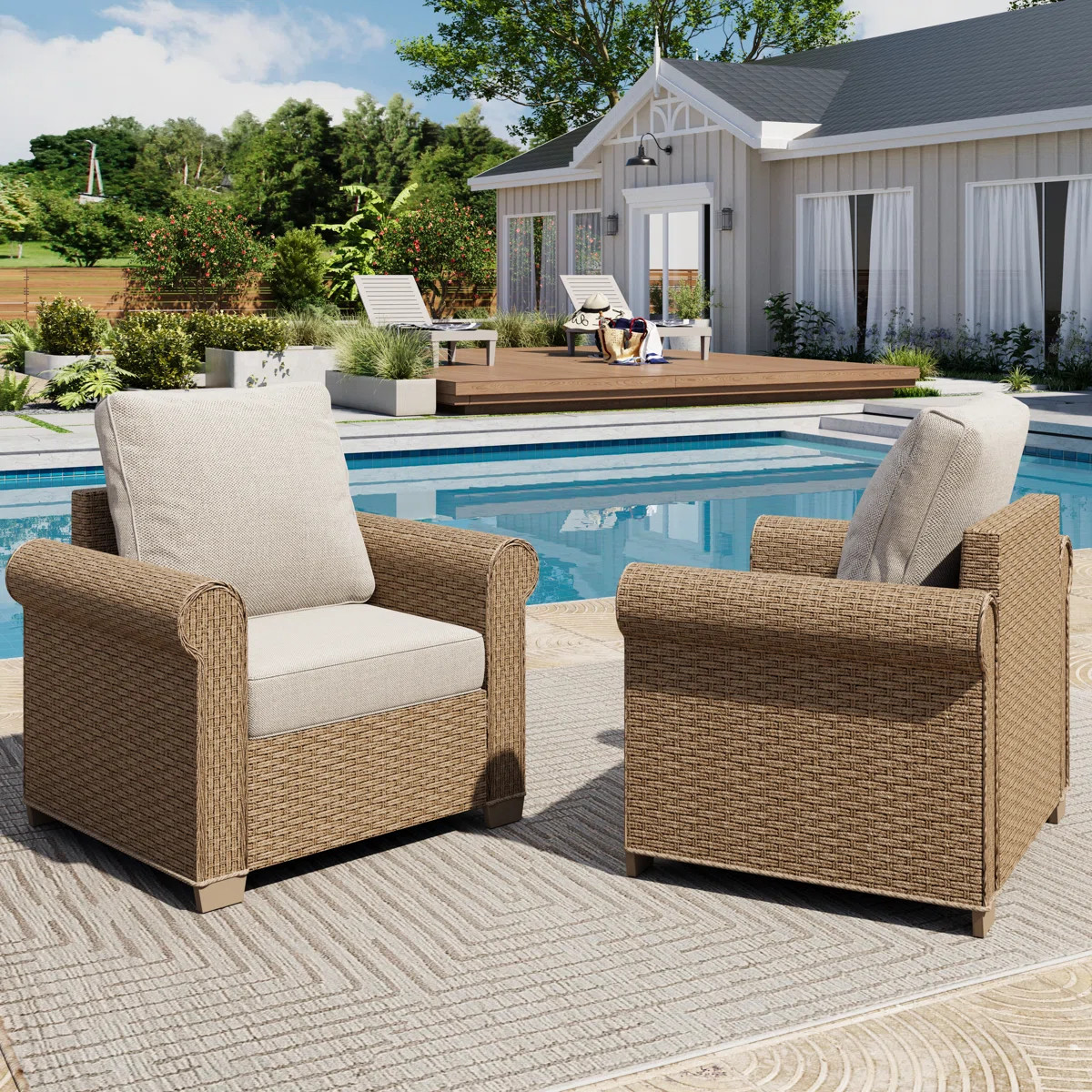 All-Weather Wicker 2 - Person Patio Conversation Sets with Cushions | Wayfair North America
