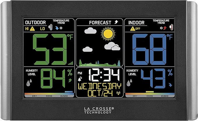 La Crosse Technology Weather Station with Customizable Alerts, Weather Forecast, Temperature, Dew... | Amazon (US)
