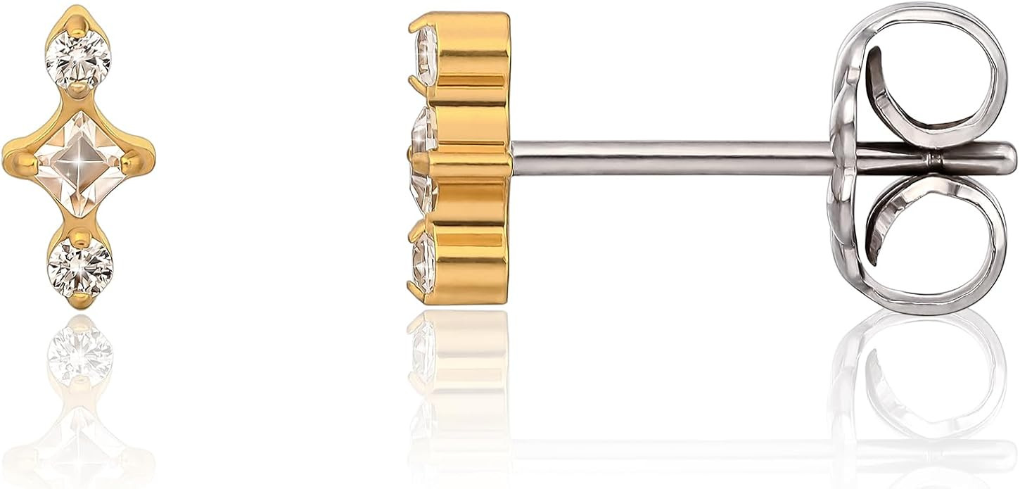 Limerencia Implant Grade Pure Titanium Studs, F136 Hypoallergenic G23 Small Dainty Cubic Zirconia... | Amazon (US)