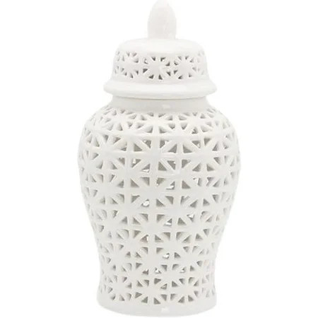 14 White Ginger Jar with Lid Creative Decoration Crafts Hollowed Out Glazed Decorative Porcelain Jar | Walmart (US)