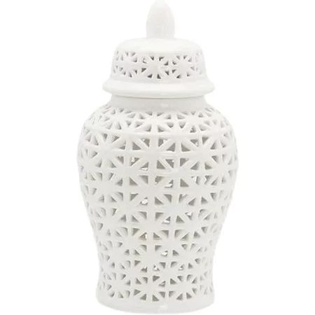 14 White Ginger Jar with Lid Creative Decoration Crafts Hollowed Out Glazed Decorative Porcelain Jar | Walmart (US)