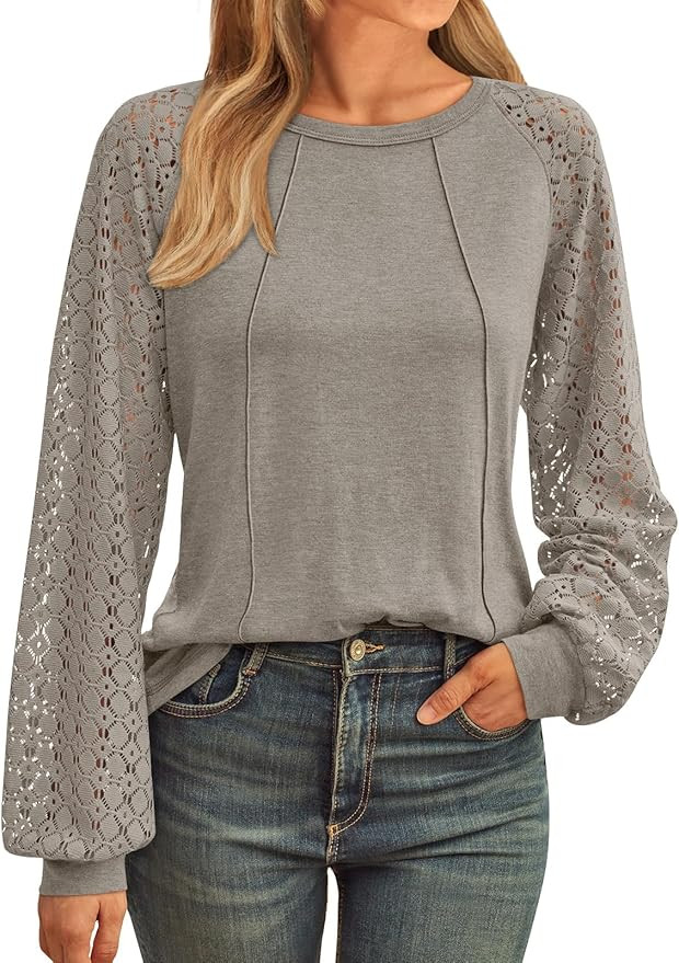 AUTOMET Womens Long Sleeve Shirts Casual Tops Dressy Outfits Fall Fashion Blouses Lace Clothes Y2... | Amazon (US)