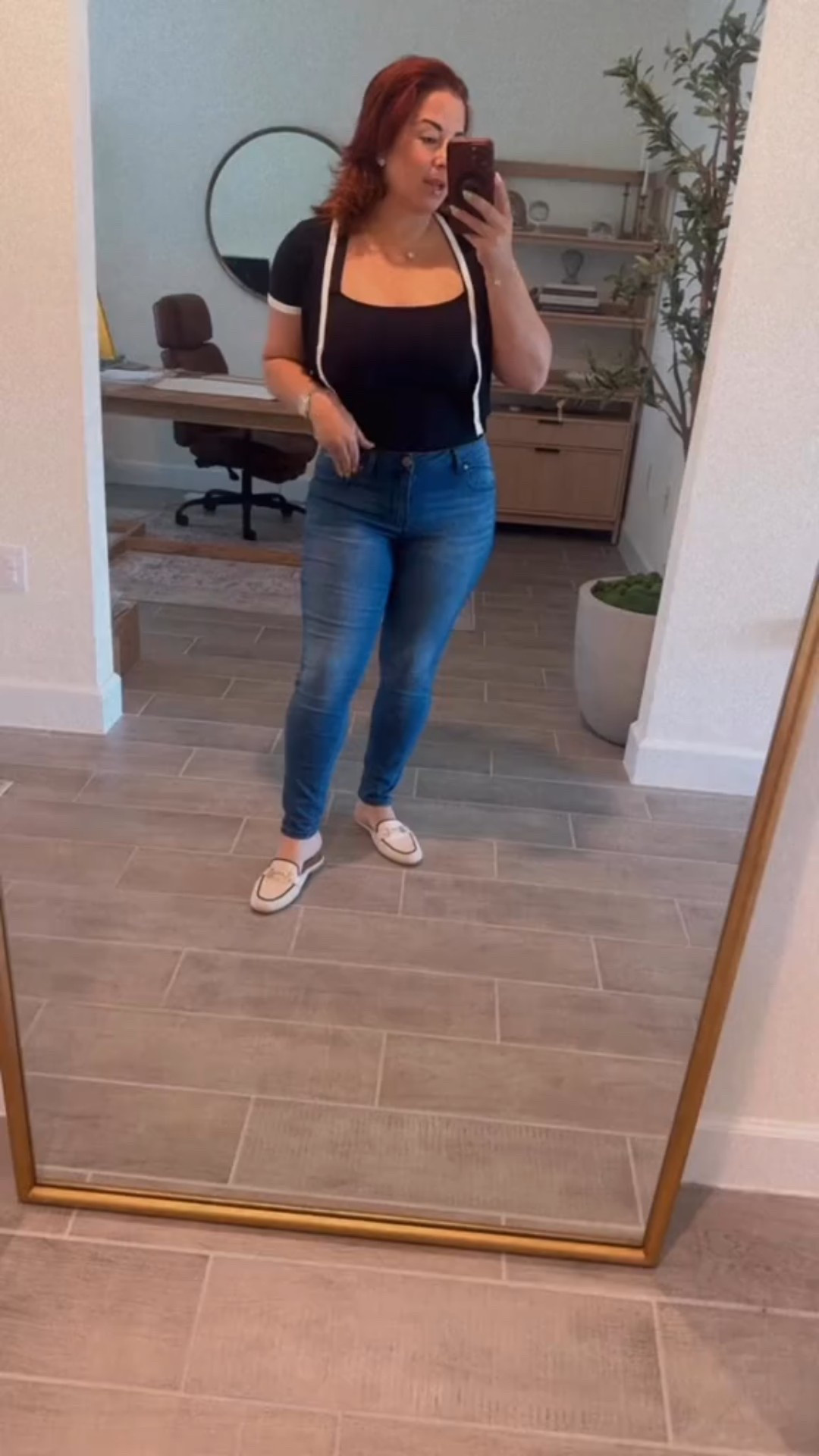 Todays Outfit , skinny jeans , black bodysuit , loafers , black crop top with white buttons and Effy Jewelry 

#LTKStyleTip #LTKFindsUnder50 #LTKMidsize