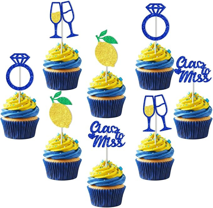 36 Pcs Ciao Miss Bridal Shower Decor Ciao to Miss Cupcake Toppers Italian Lemon Themed Cupcake Pi... | Amazon (US)