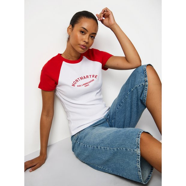 Buy Red Montmartre Raglan T-Shirt 14 | T-shirts | Tu | Tu Clothing