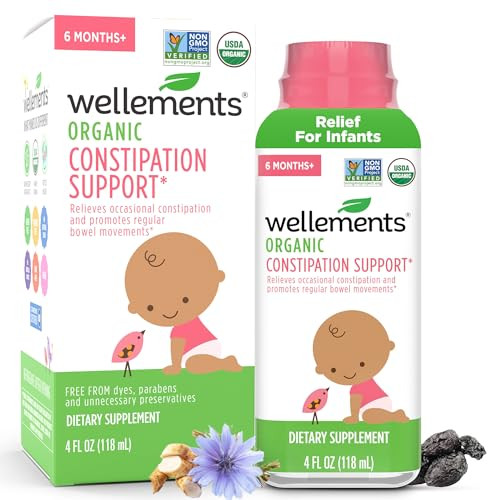 Wellements Organic Constipation Support | Safe and Gentle Organic Constipation Relief for Infants, Babies and Toddlers | No Harsh Laxatives | USDA Certified Organic | 4 Fl Oz. 6 Months + | Amazon (US)