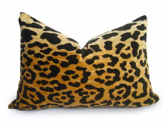 Leopard Velvet Pillow Cover - Gold - more sizes - Lumbar Pillow - Leopard Pillow - Velvet Pillow ... | Etsy (US)