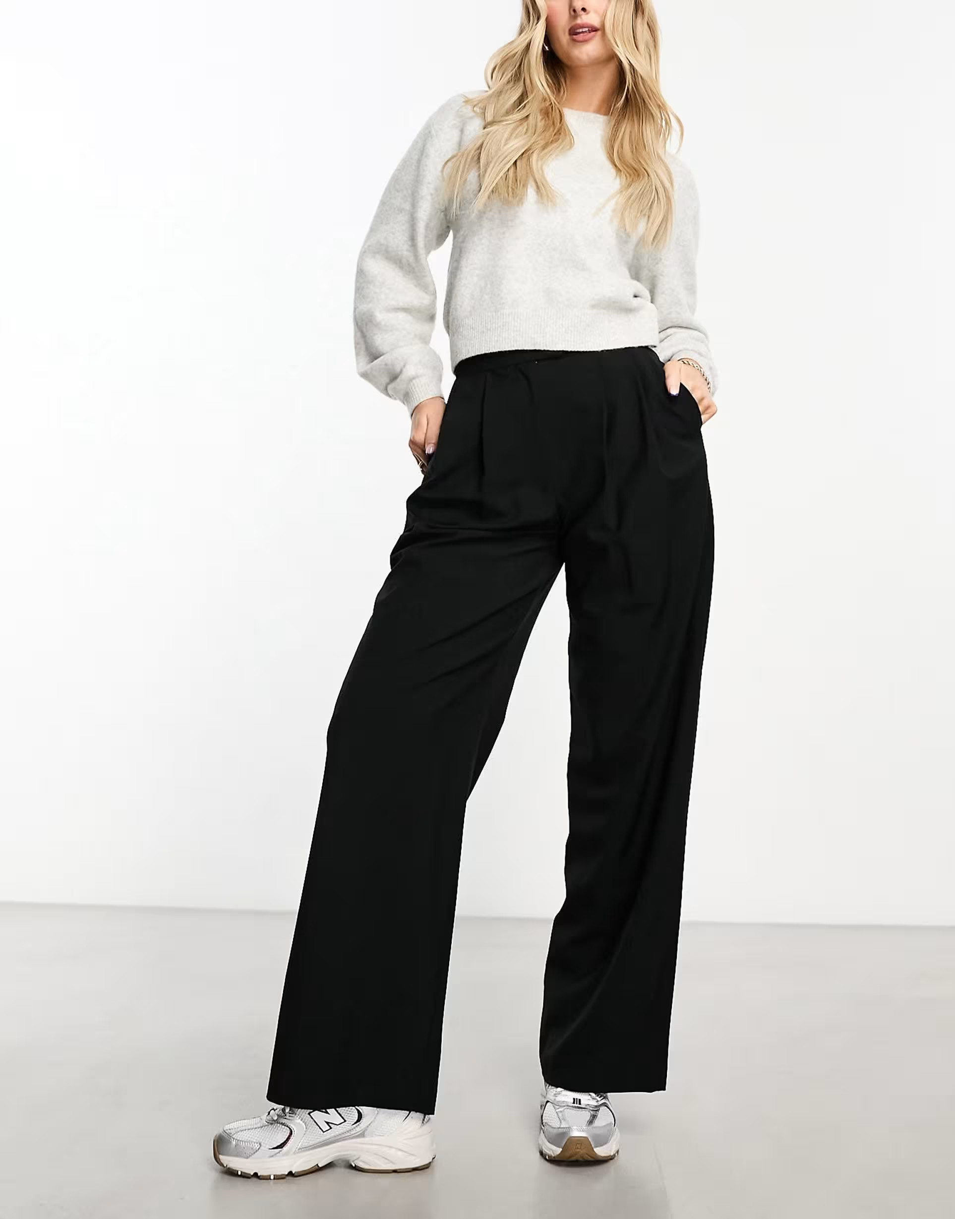 ASOS DESIGN Hourglass tailored wide leg trousers with pleat detail in black | ASOS (Global)
