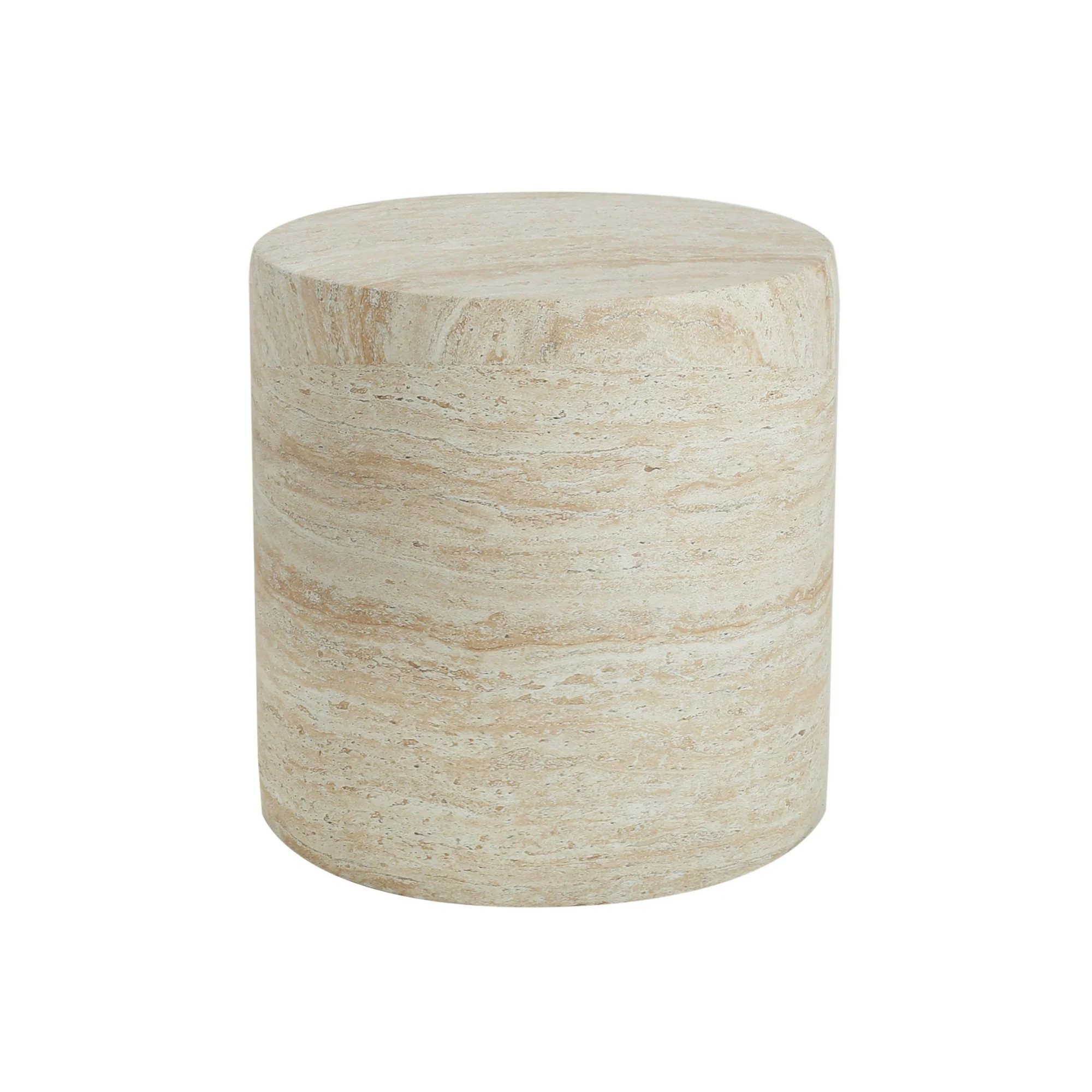 Zayden Outdoor Patio Round Accent Table, Concrete, Beige Travertine | Walmart (US)