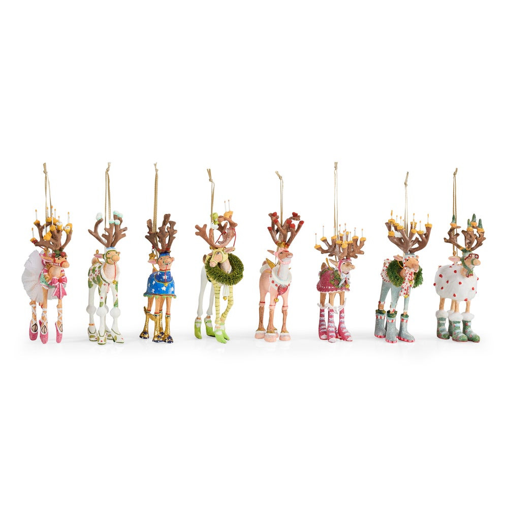 Patience Brewster Dash Away Reindeer Mini Ornaments Set | MacKenzie-Childs