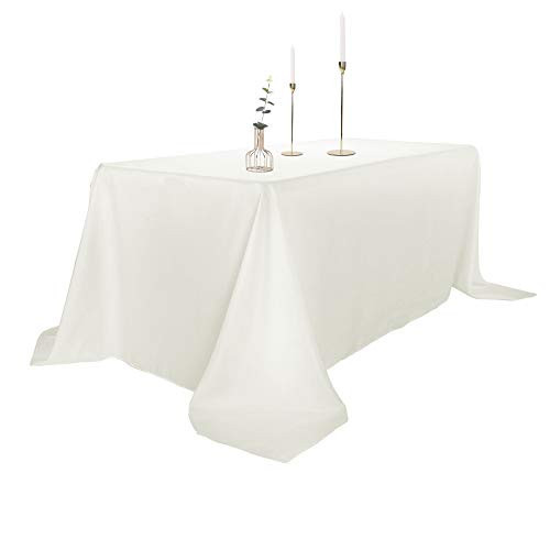 Ascoza 2pack 90x156 Inch Ivory Rectangular Tablecloth 8 Feet Table Cloth in Polyester Fabric for Wedding/Banquet/Restaurant/Parties | Amazon (US)
