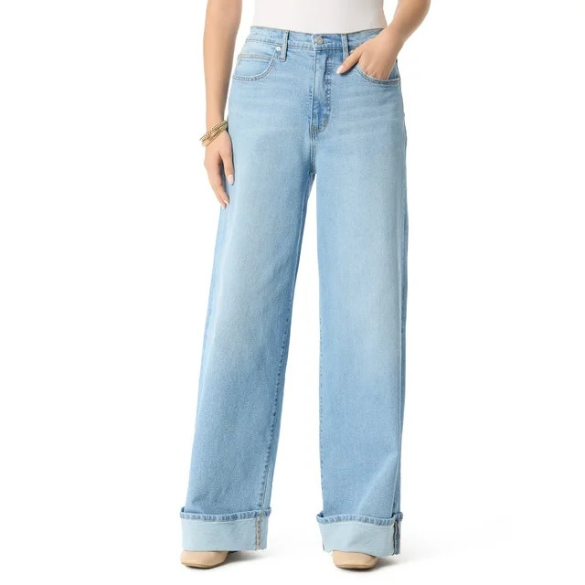 Jessica Simpson Women's and Women's Plus Freesia Wide Leg With Cuff Jeans, Sizes 2-24W | Walmart (US)