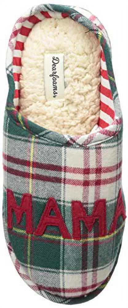 Dearfoams Womens Green Christmas Plaid Mama Elf Holiday Slippers XL (11-12) | Walmart (US)
