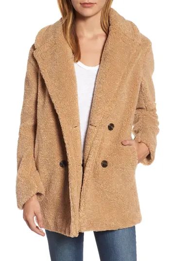 Women's Kensie Teddy Bear Notch Collar Faux Fur Coat | Nordstrom