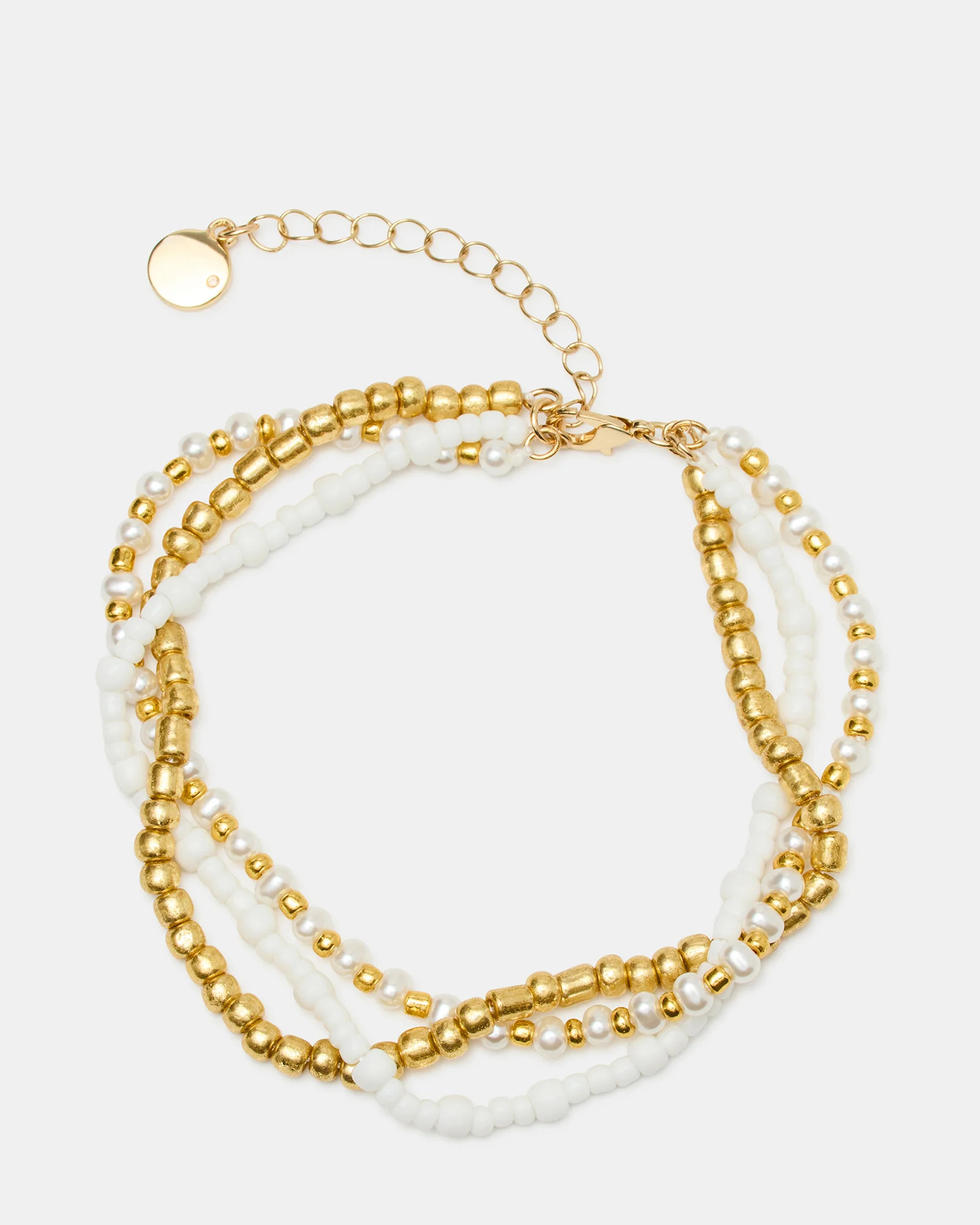 MIXED BEAD ANKLET SET PEARL | Steve Madden (US)