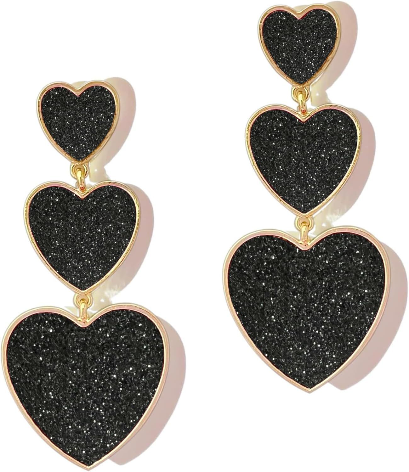 PopTopping Cuban Link Chain Earrings Heart Dangle Chain Earrings For Women Pink Heart Earrings Fo... | Amazon (US)
