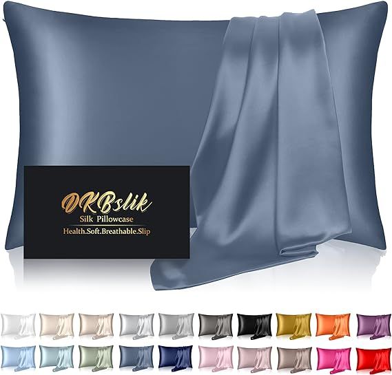Silk Pillowcase for Hair and Skin, Mulberry Silk Pillow Cases Standard Size, Cooling Sleep Both S... | Amazon (US)