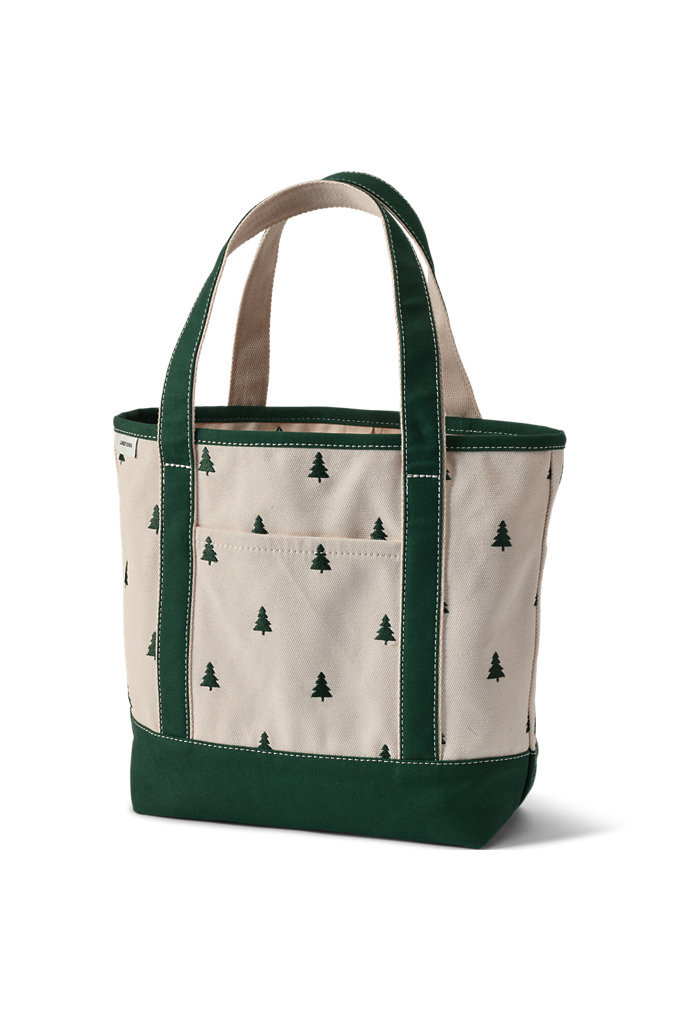 Medium Embroidered 5 Pocket Open Top Canvas Tote Bag - Lands' End - Ivory | Lands' End (US)