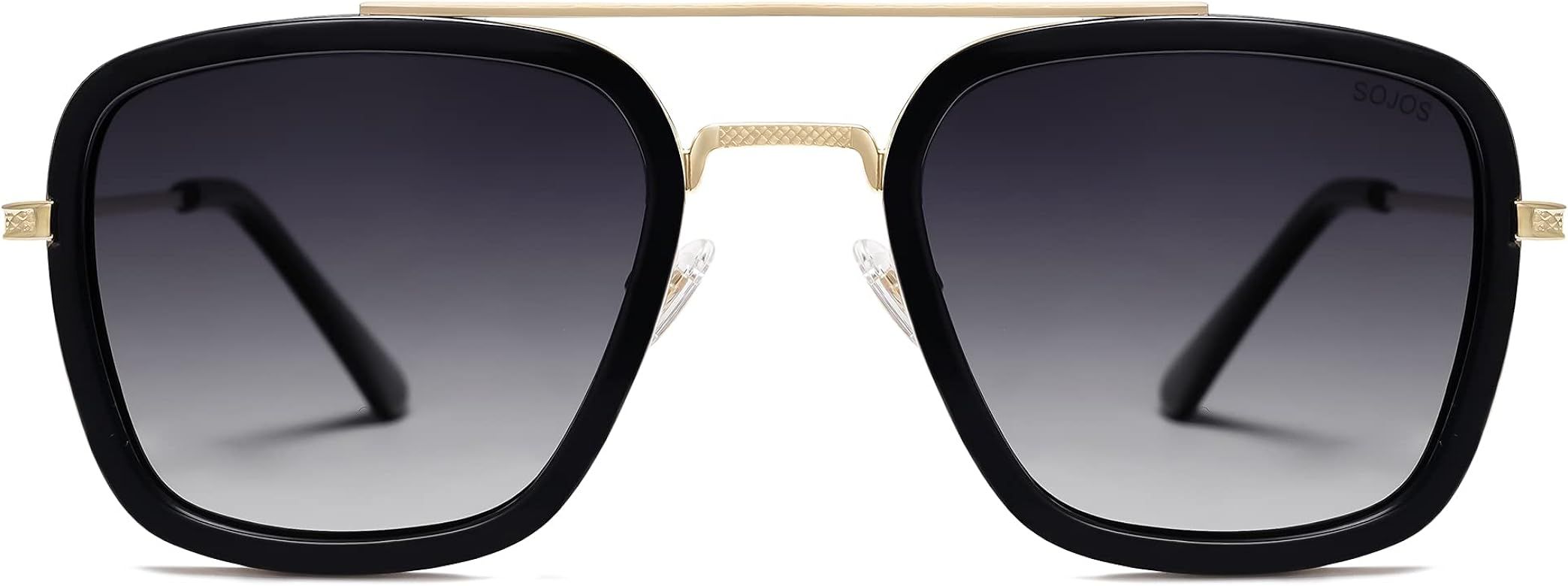 SOJOS Polarized Sunglasses for Men Women Retro Aviator Square Goggle Classic Alloy Frame HERO SJ1126 | Amazon (US)