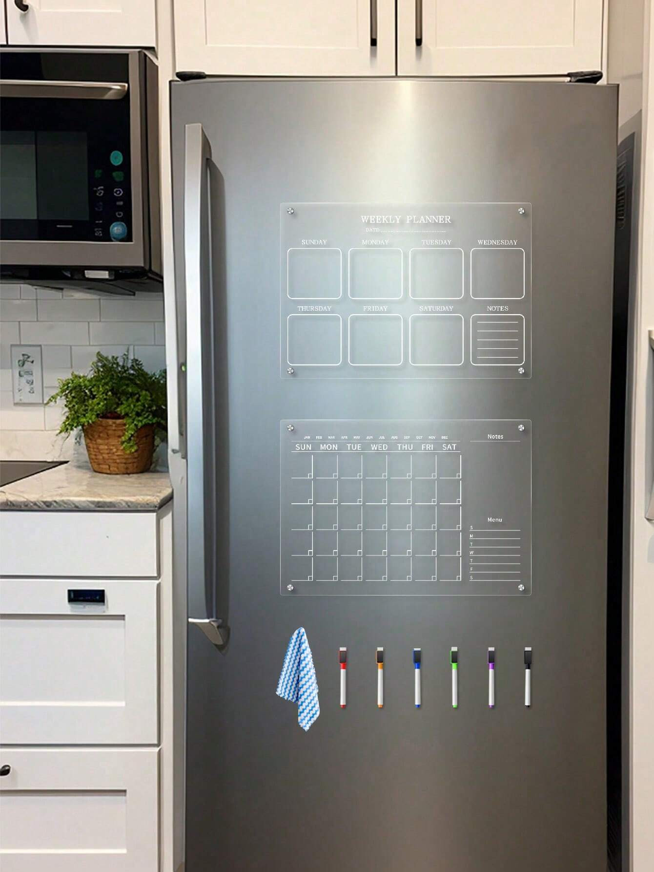 1set Clear Acrylic White Line Magnetic Memo Board, Weekly/Monthly Planner, Message Board, Magneti... | SHEIN