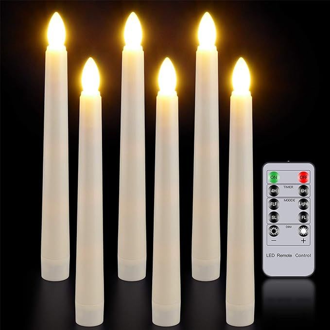 Flameless Candles with Remote Timer, PChero 7.9" Ivory Battery Operated LED Taper Dripless Floati... | Amazon (US)