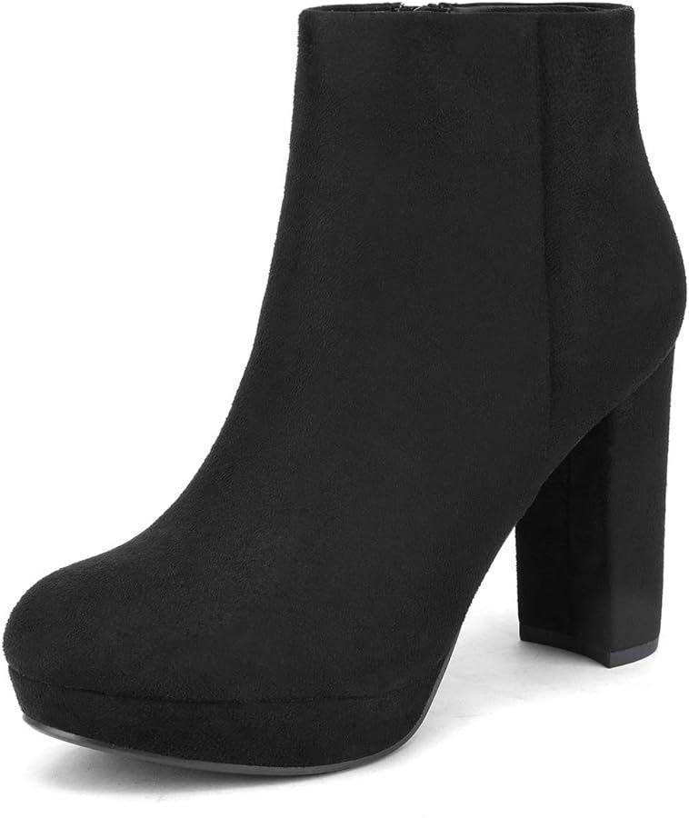 DREAM PAIRS Women's Stomp High Heel Ankle Boots | Amazon (US)