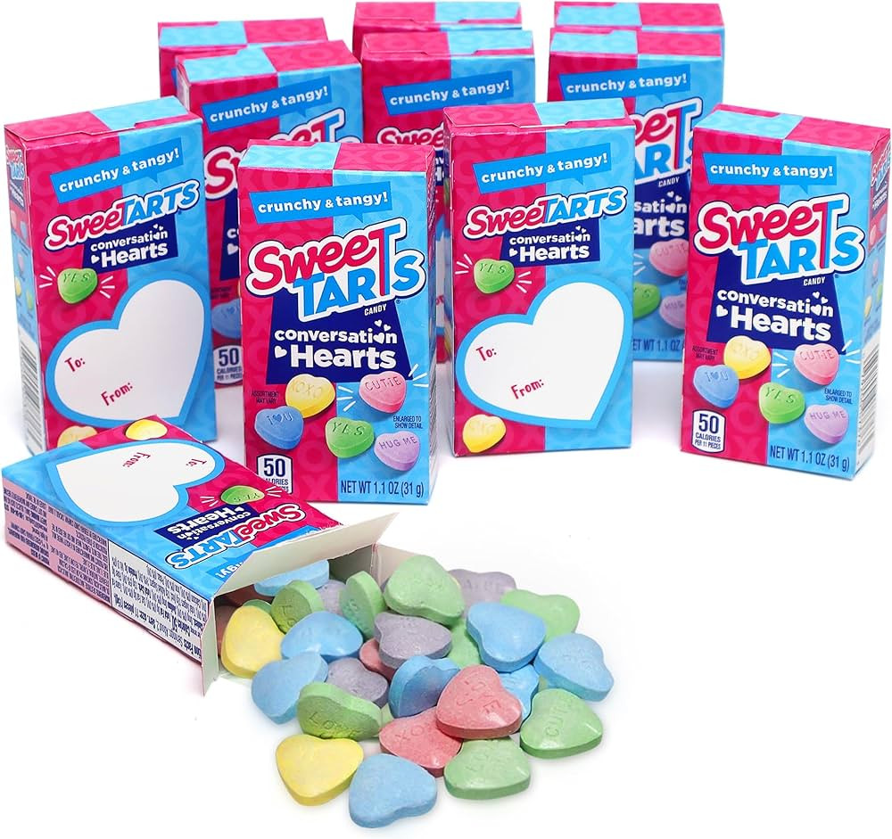 Sweettart Valentine's Conversation Hearts Candy 10 Boxes - Assorted Colored Heart Shaped Valentin... | Amazon (US)