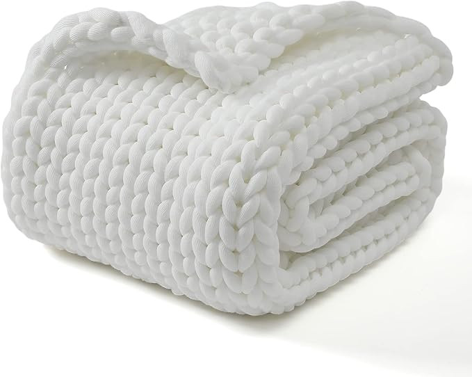 YnM Original Hand Knitted Throw Blanket, Cosy & Breathable Chunky Knit Throw, no Pilling or Shedd... | Amazon (US)