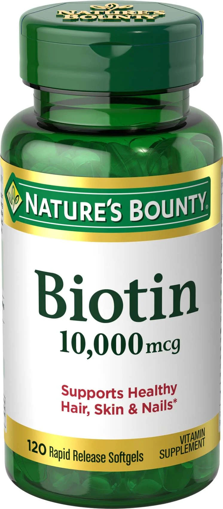 Nature’s Bounty Biotin Supplement, 10000mcg, 120 Rapid Release Softgels | Walmart (US)