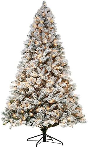 Hykolity 6 ft Snow Flocked Christmas Tree, Artificial Christmas Tree with Pine Cones, 250 Warm Wh... | Amazon (US)