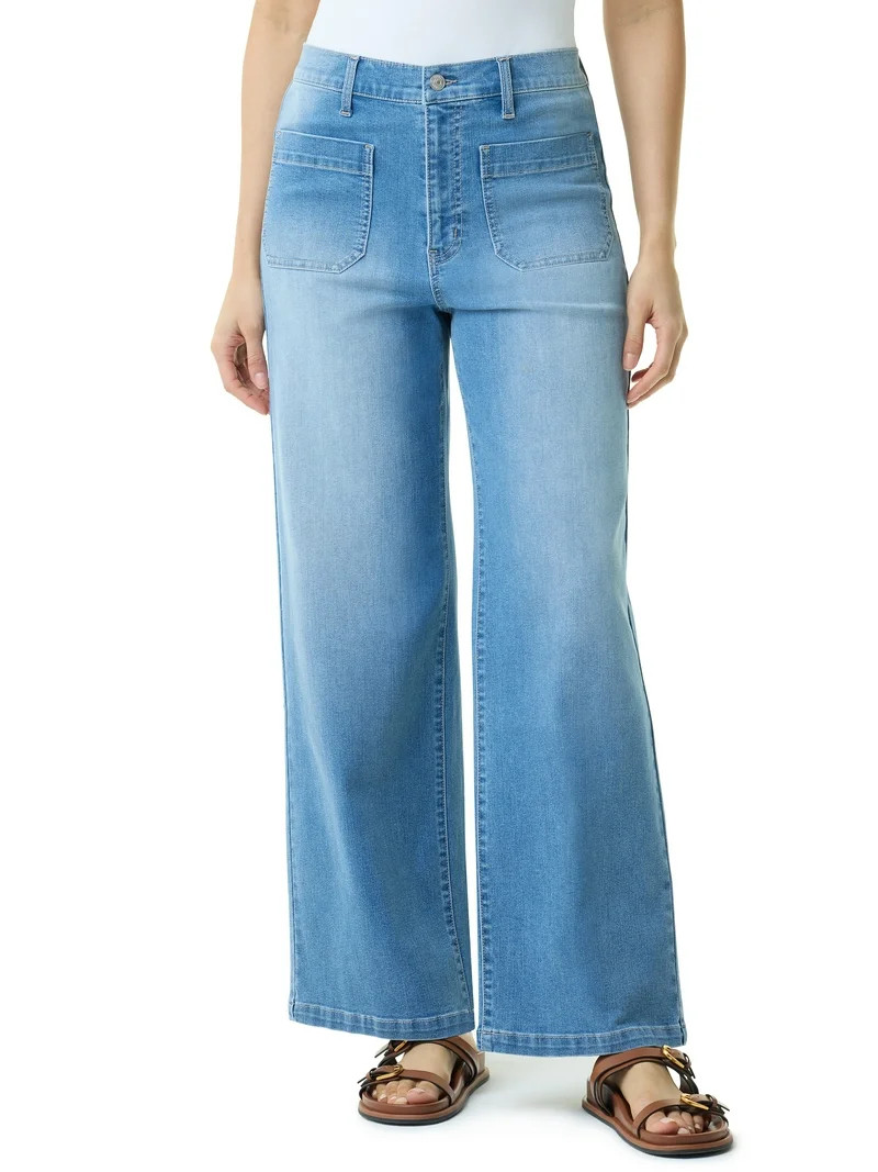 Gloria Vanderbilt Swan Series Women's Wide Leg Patch Pocket Jeans, Sizes 2-18 | Walmart (US)