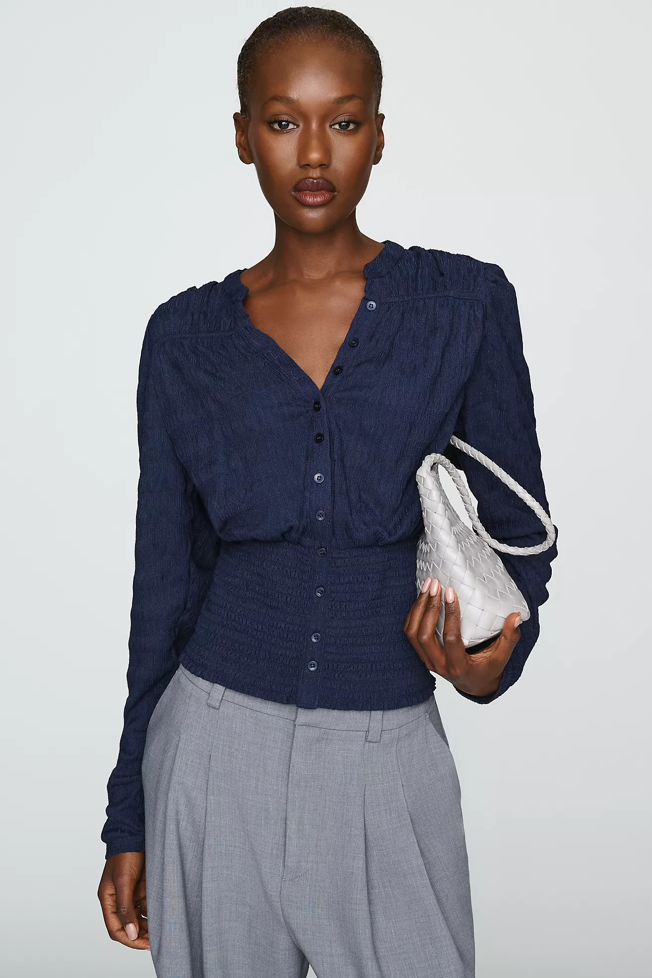 Market Day Shirred Long-Sleeve Top | Anthropologie (US)