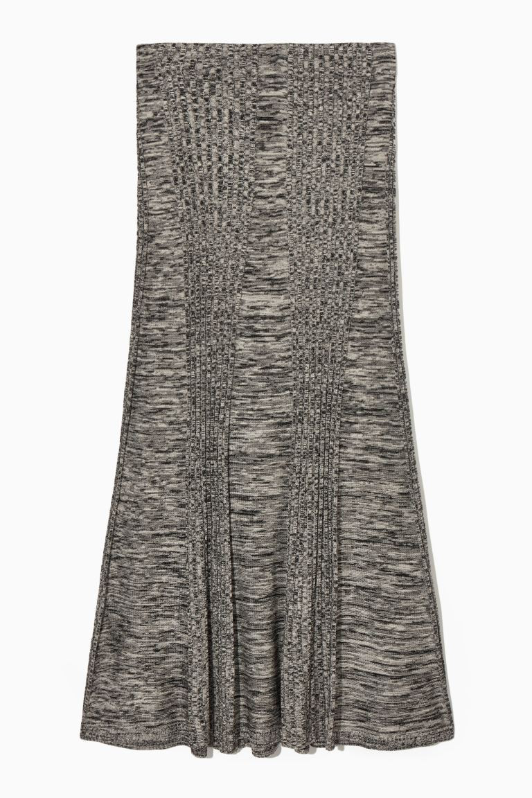 AUSGESTELLTER MIDIROCK MIT GERIPPTEN PARTIEN - SCHWARZ - Ladies | H&M DE | H&M (DE, AT, CH, NL, FI)