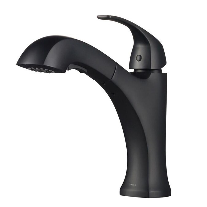 Kraus Oren Matte Black 1-Handle Deck Mount Pull-Out Handle/Lever Kitchen Faucet Lowes.com | Lowe's