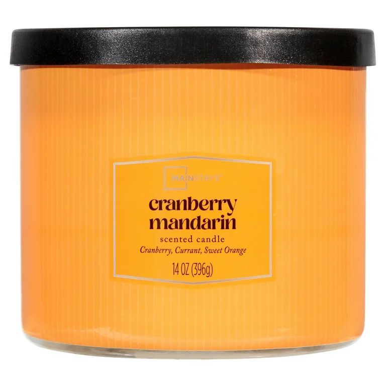 Mainstays 3-Wick Textured Wrapped Cranberry Mandarin Scented Candle, 14 oz | Walmart (US)