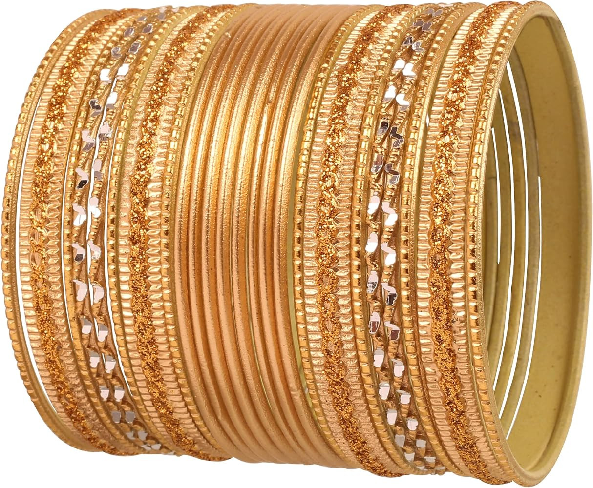 Touchstone Indian metal bangles for women gold alloy bracelets desi 2 dozen bangle collection bol... | Amazon (US)
