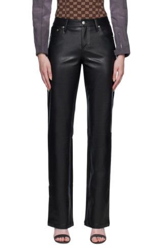 Black Faux-Leather Trousers | SSENSE